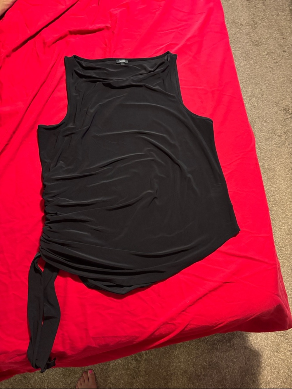 Black Women's Tank Top with Side Tie